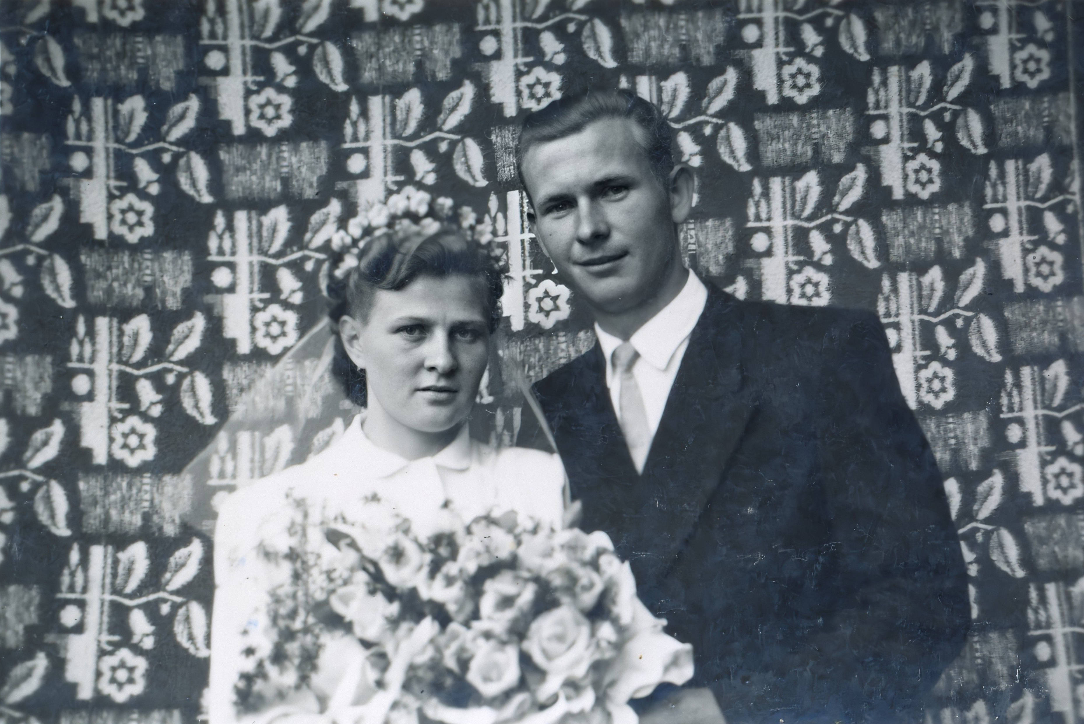 Jožef (Pepi) Škrlec in Bernardka (Nada) Brce poročna ČRNOBELA